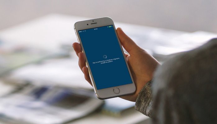 App is performing a database migration, please be patient